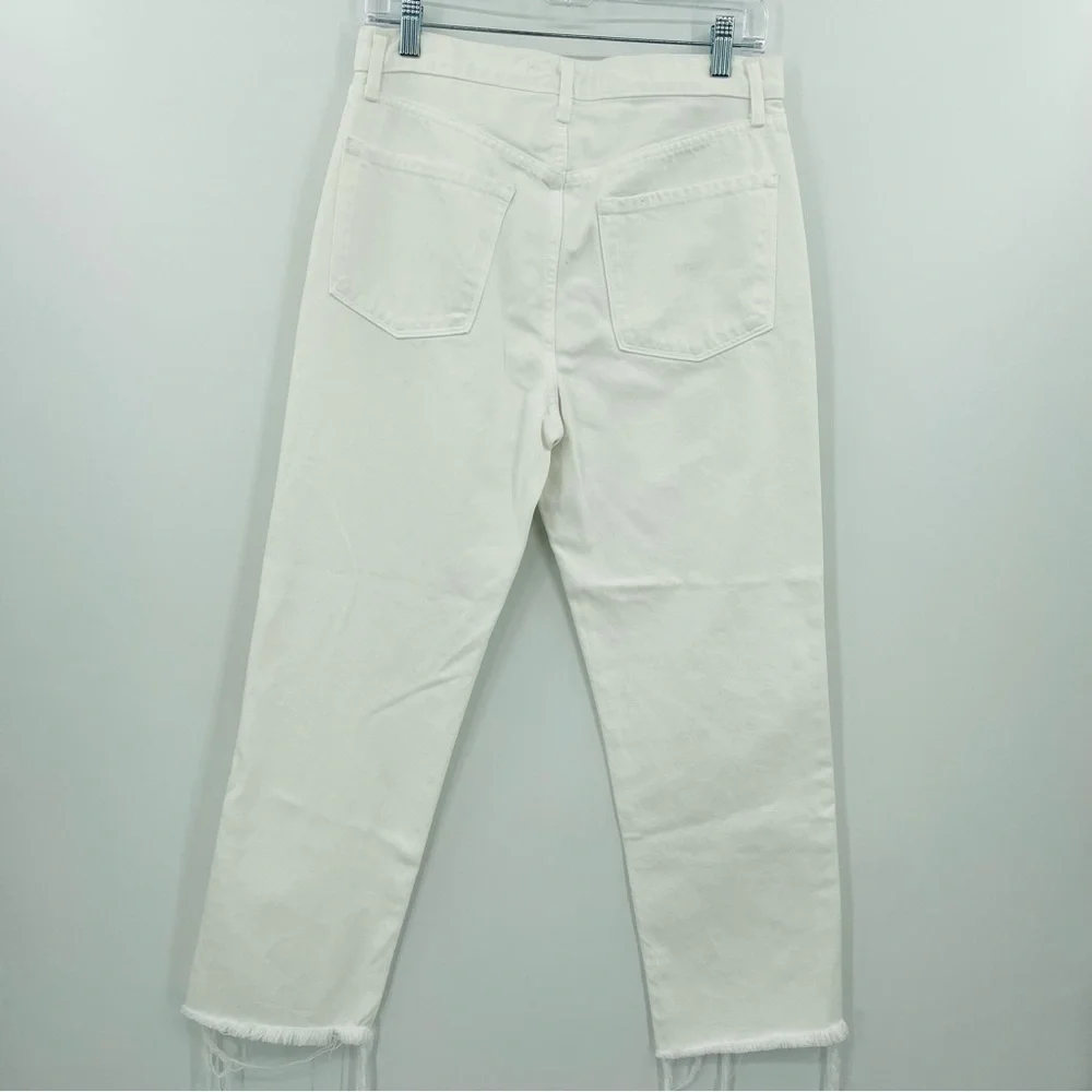 J Brand‎ Wynne high rise straight leg crop white cipher distressing  size 28